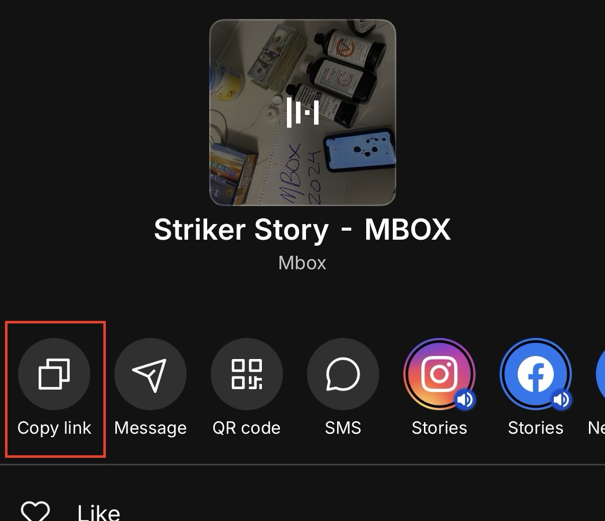 Tap on Copy Link button